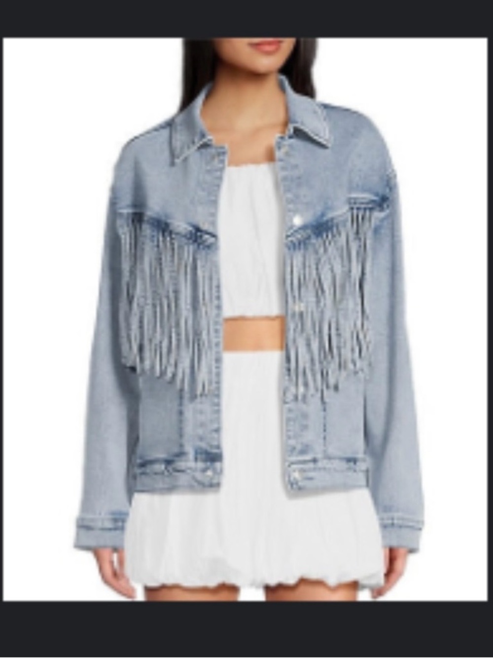 GB Light Blue Fringed Denim Jacket